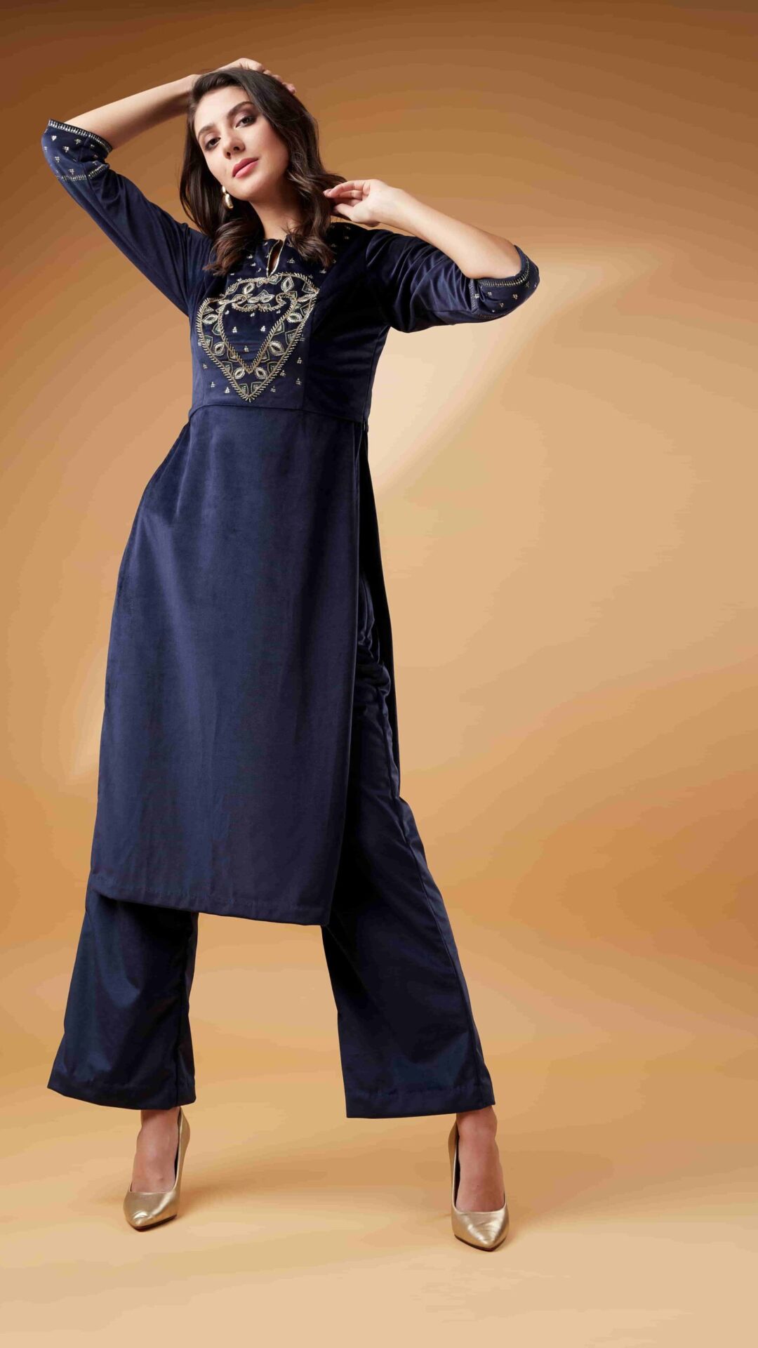Midnight Velvet Suede High Waist Kurta Set