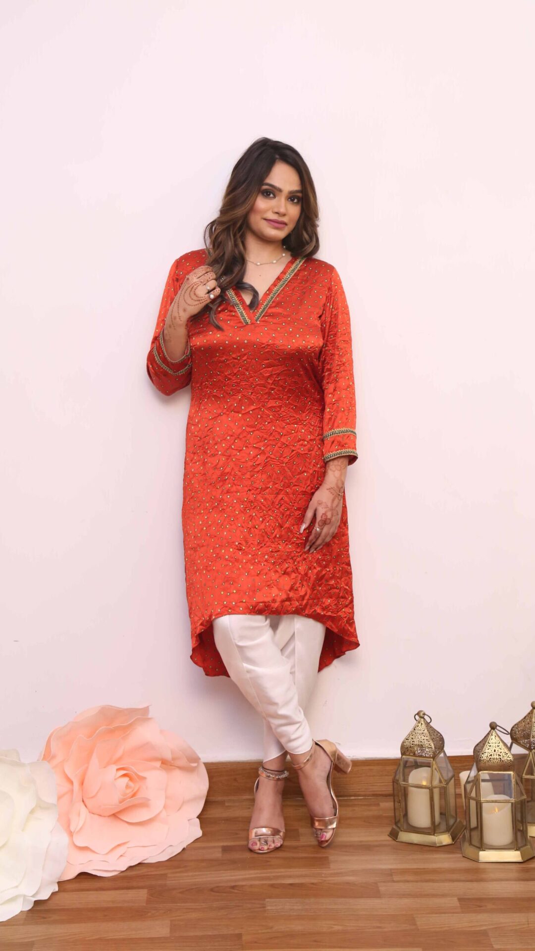 Asymmetric tunic with tulip pants