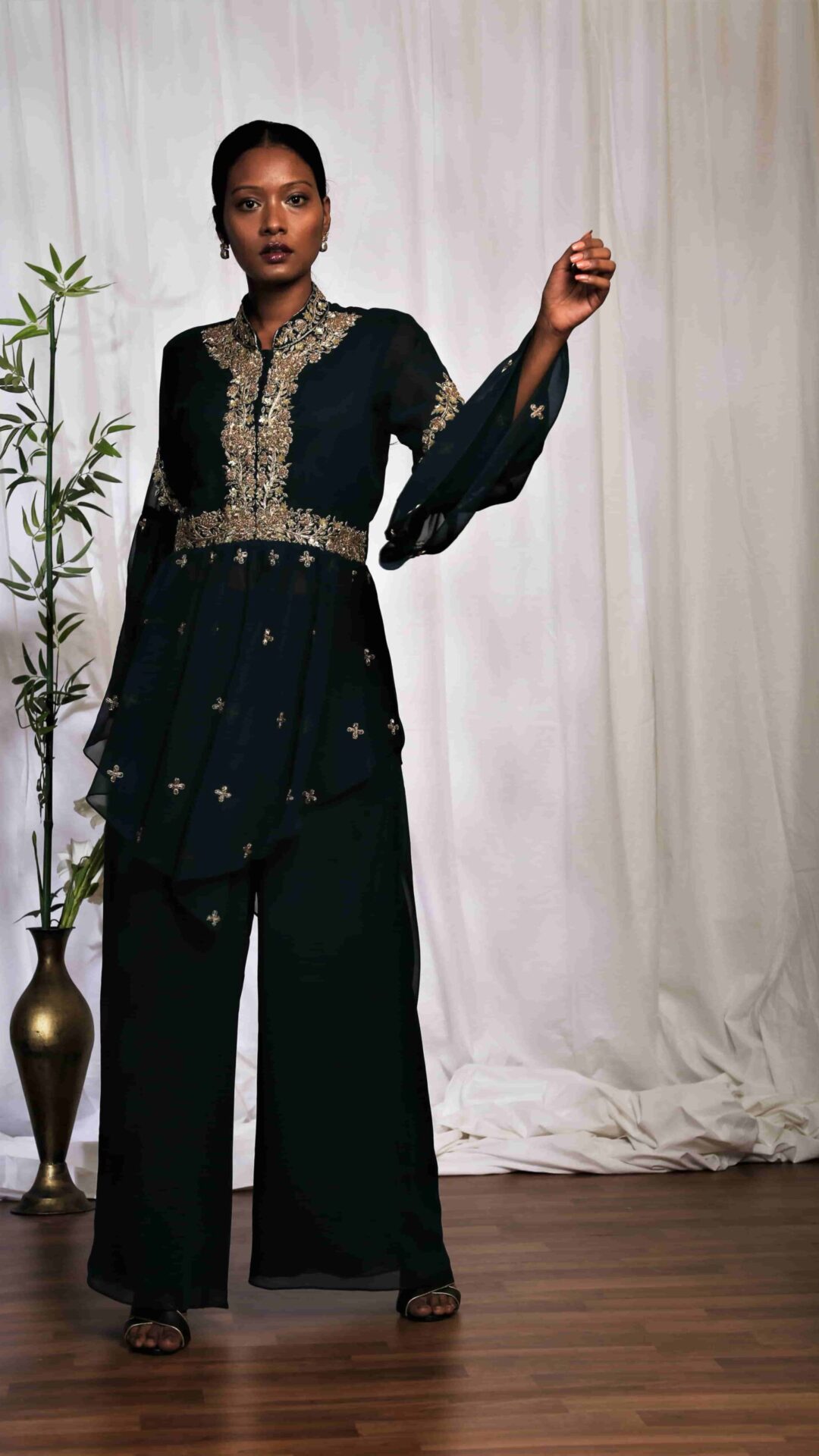 Royal Assyemetric Top with Palazzoa Set